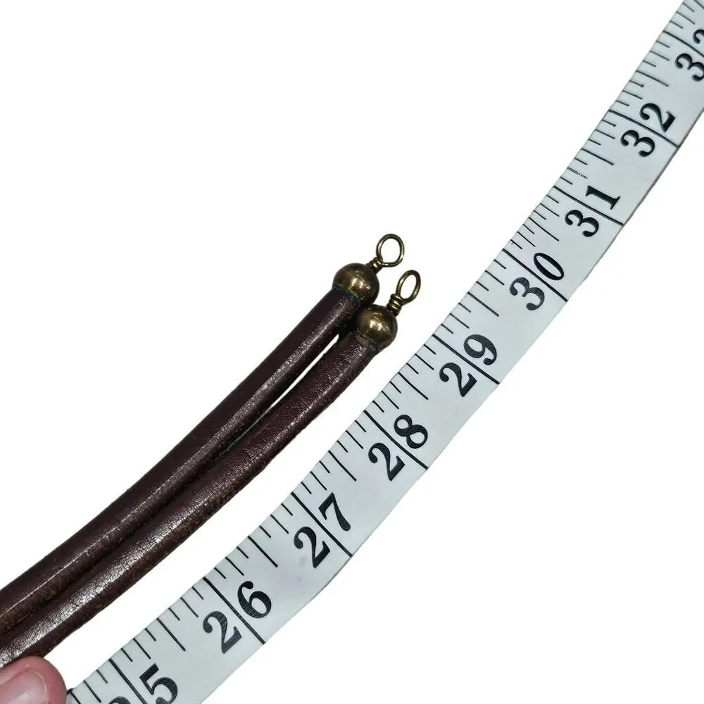 Brass Inlay‎ Buckle Double-Layer Leather Belt Stone Accents Possibly Homemade